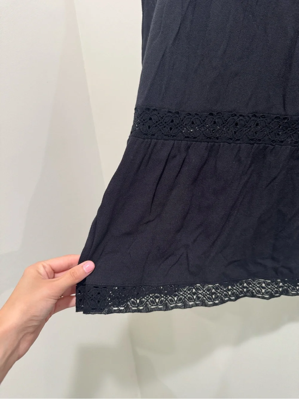 J.Crew Point Sur Black Lace Trim Peplum Blouse Size 6 NWT